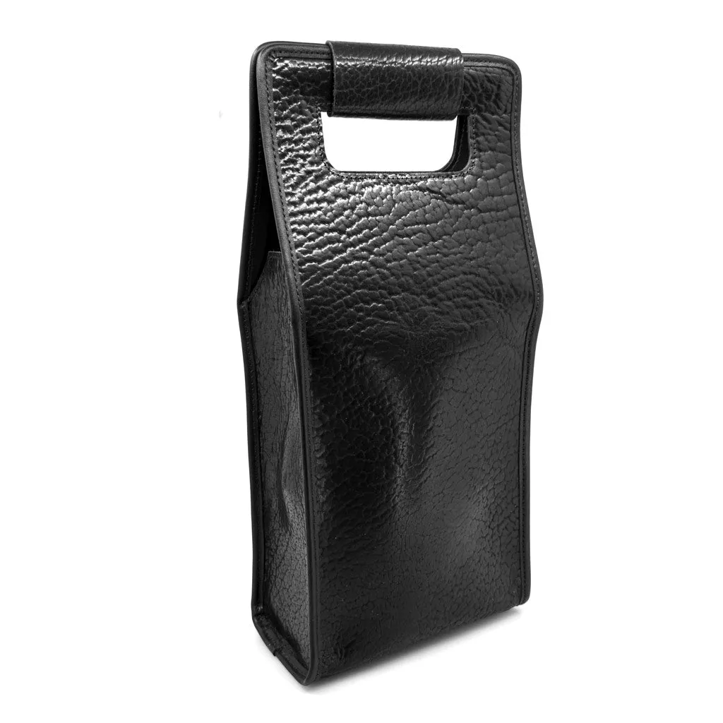 Glazed Bison Black Wine Bottle Bag