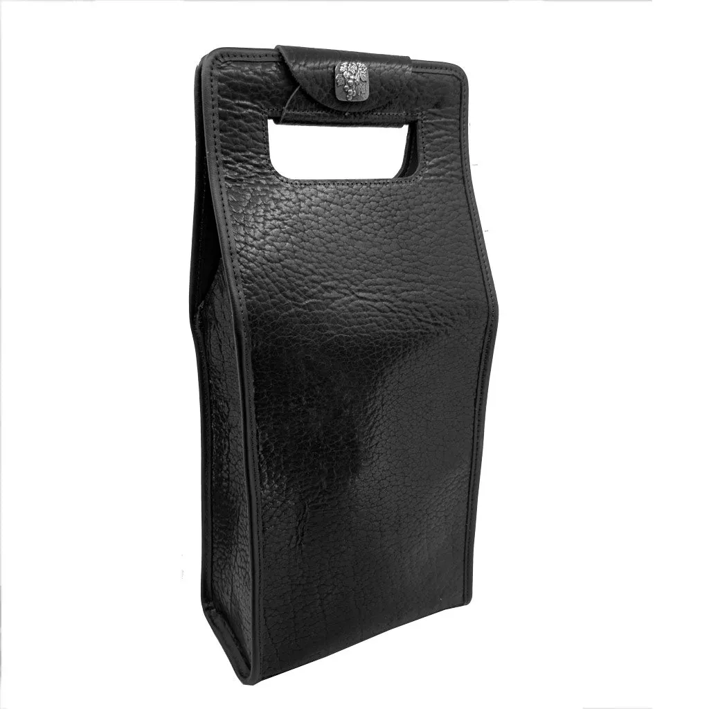 Glazed Bison Black Wine Bottle Bag