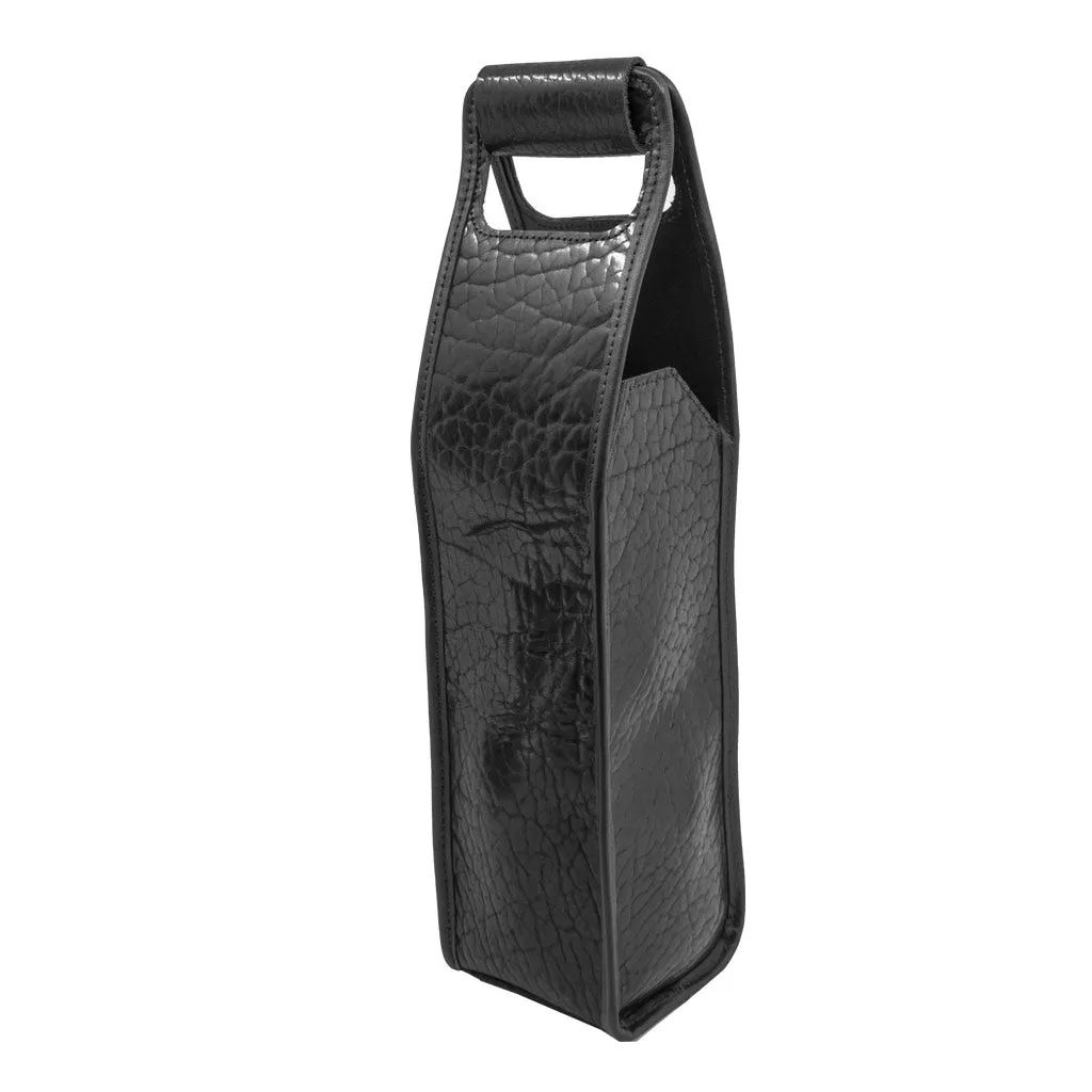 Glazed Bison Black Wine Bottle Bag