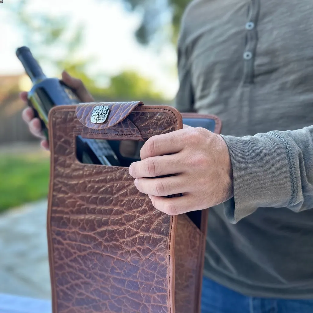 Glazed Bison Tobacco Wine Bottle Bag