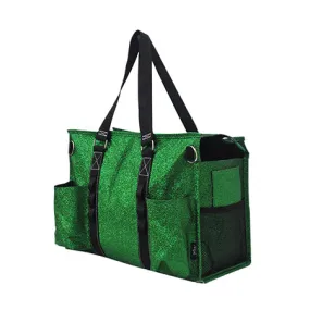 Green Glitter NGIL Zippered Lined Caddy Organizer Tote Bag