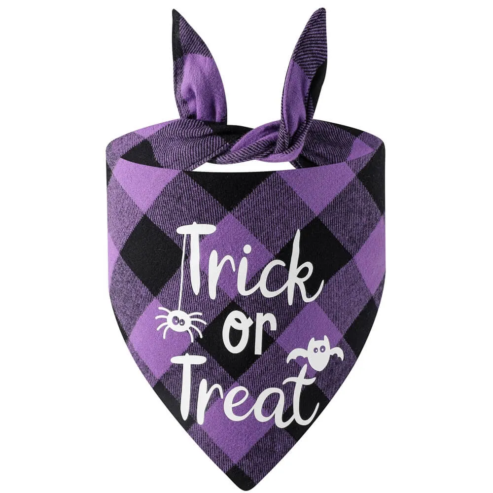 Halloween Pet Plaid Letter Bib | Cotton Gift Bib for Pets