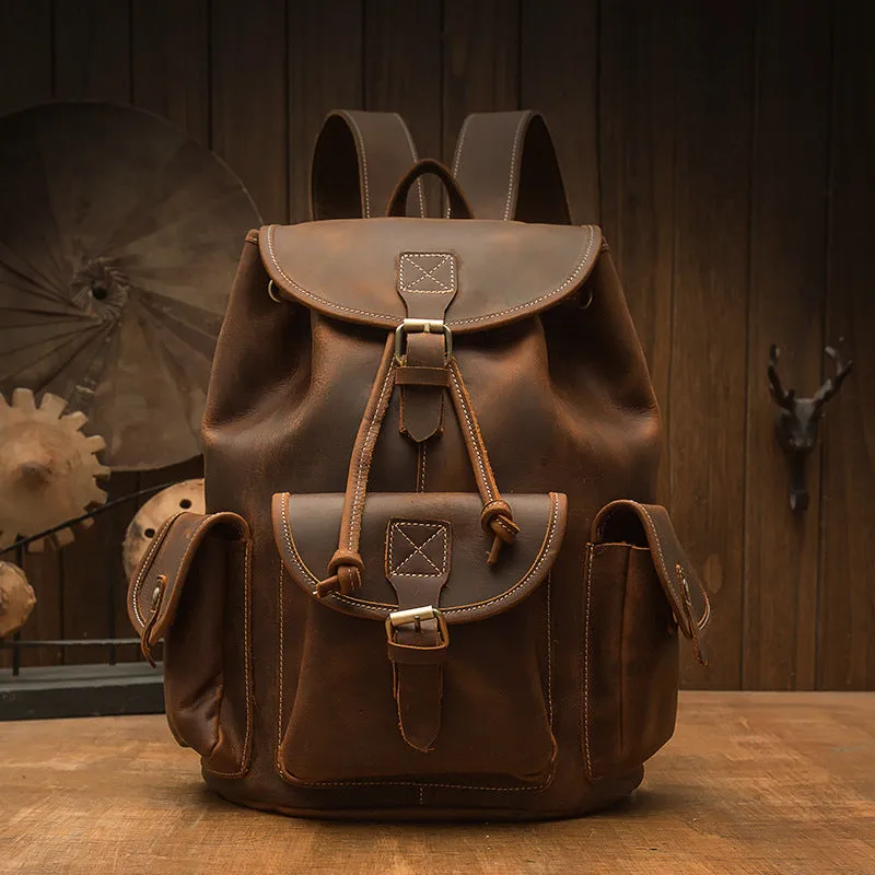 Handmade cowhide backpack - school backpack