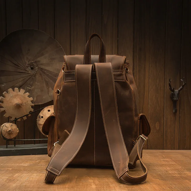 Handmade cowhide backpack - school backpack