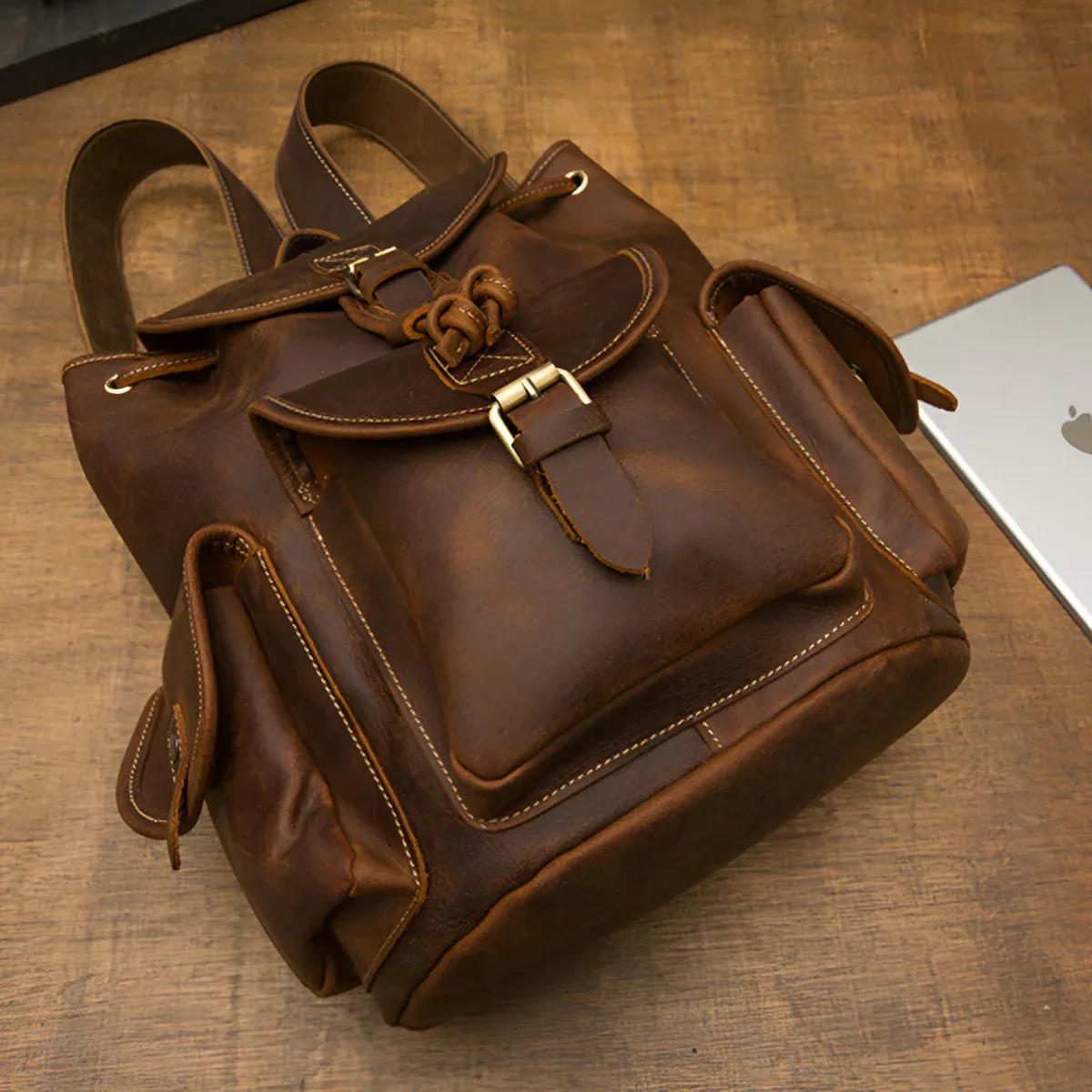 Handmade cowhide backpack - school backpack