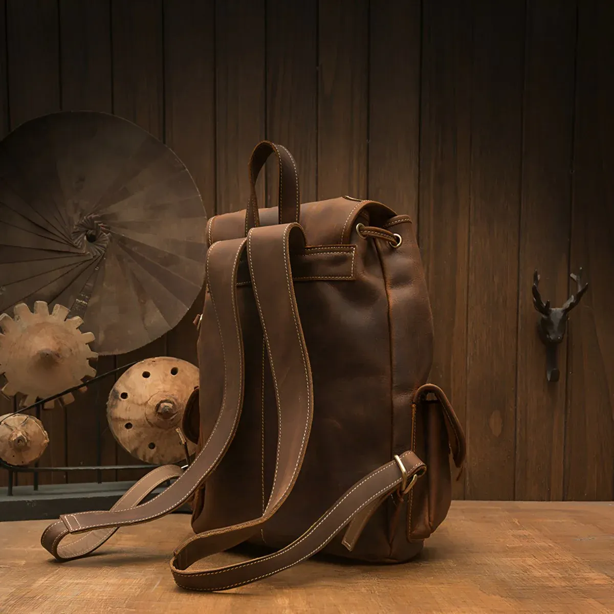 Handmade cowhide backpack - school backpack