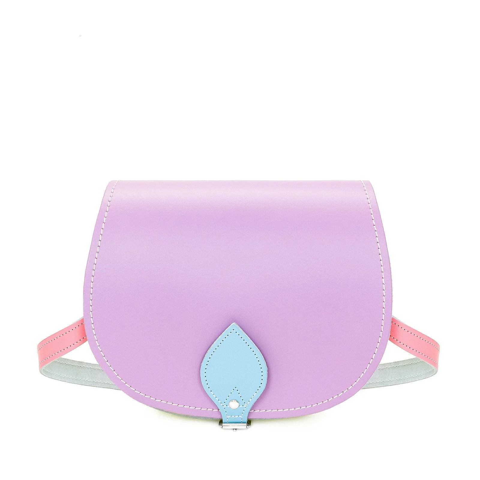 Handmade Leather Saddle Bag - Pastel Kaleidoscope