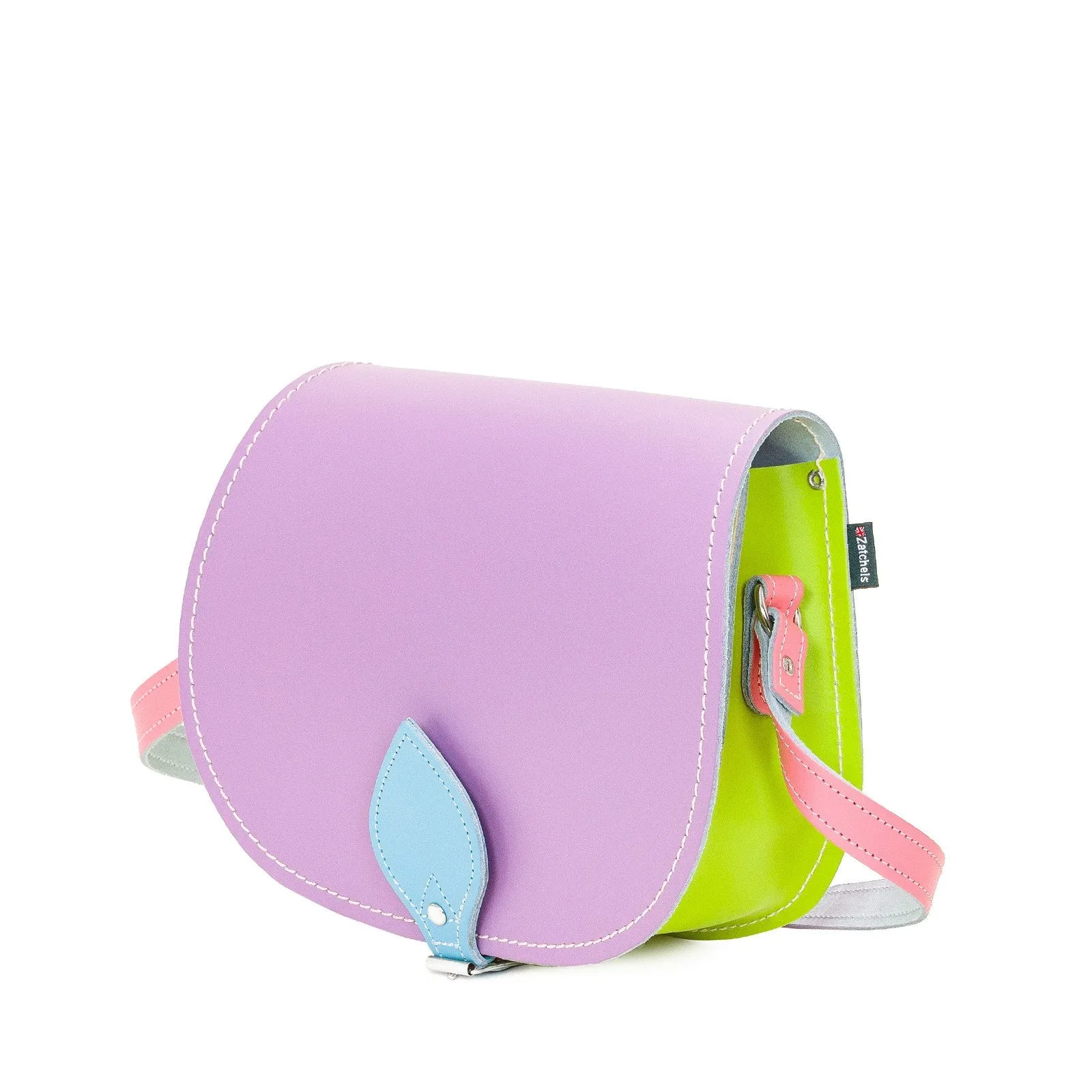 Handmade Leather Saddle Bag - Pastel Kaleidoscope