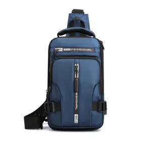 HAOSHUAI 1100-13 Men Multifunctional Chest Bag Casual Shoulder Messenger Bag(Dark Blue)