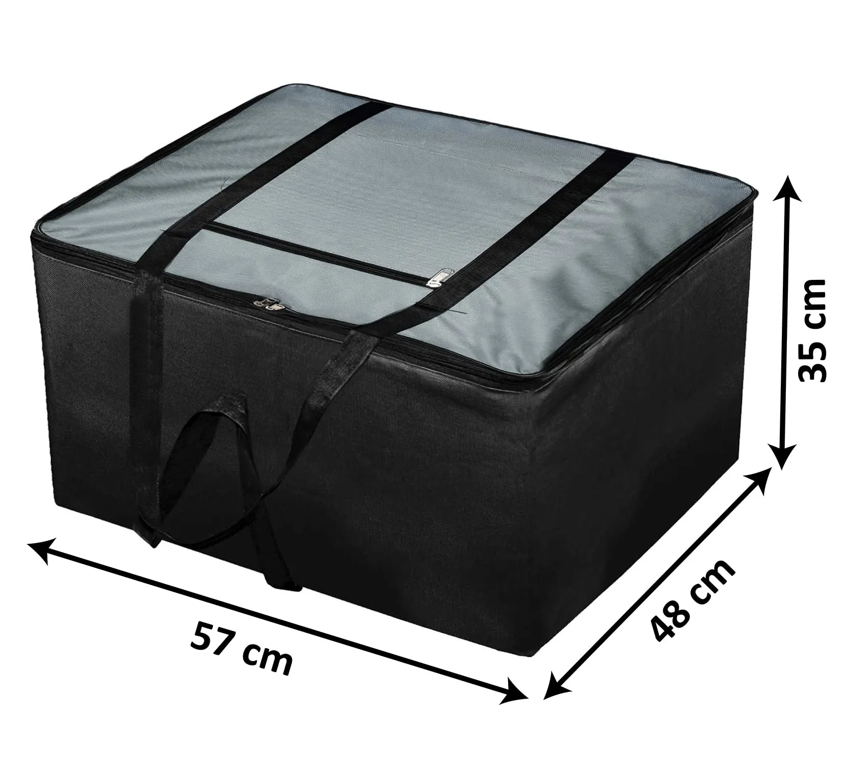 Heart Home Large Moisture Proof Wardrobe Organizer Storage Bag For Clothes With Zipper Closure and Handle (Grey & Black)-HS43HEARTH26697