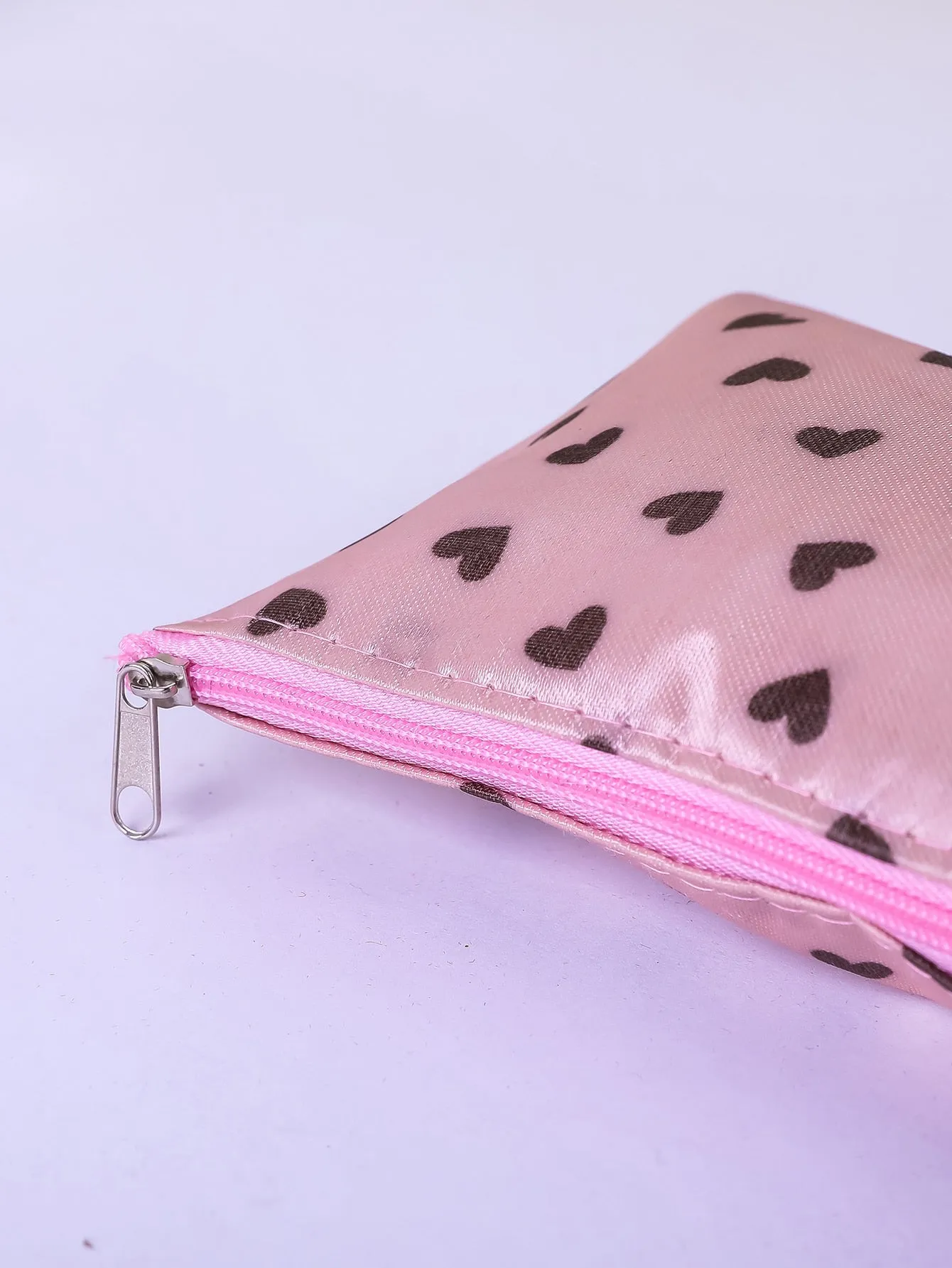 Heart Pattern Zipper Makeup Bag Cosmetic Organizer Toiletries Bag Makeup