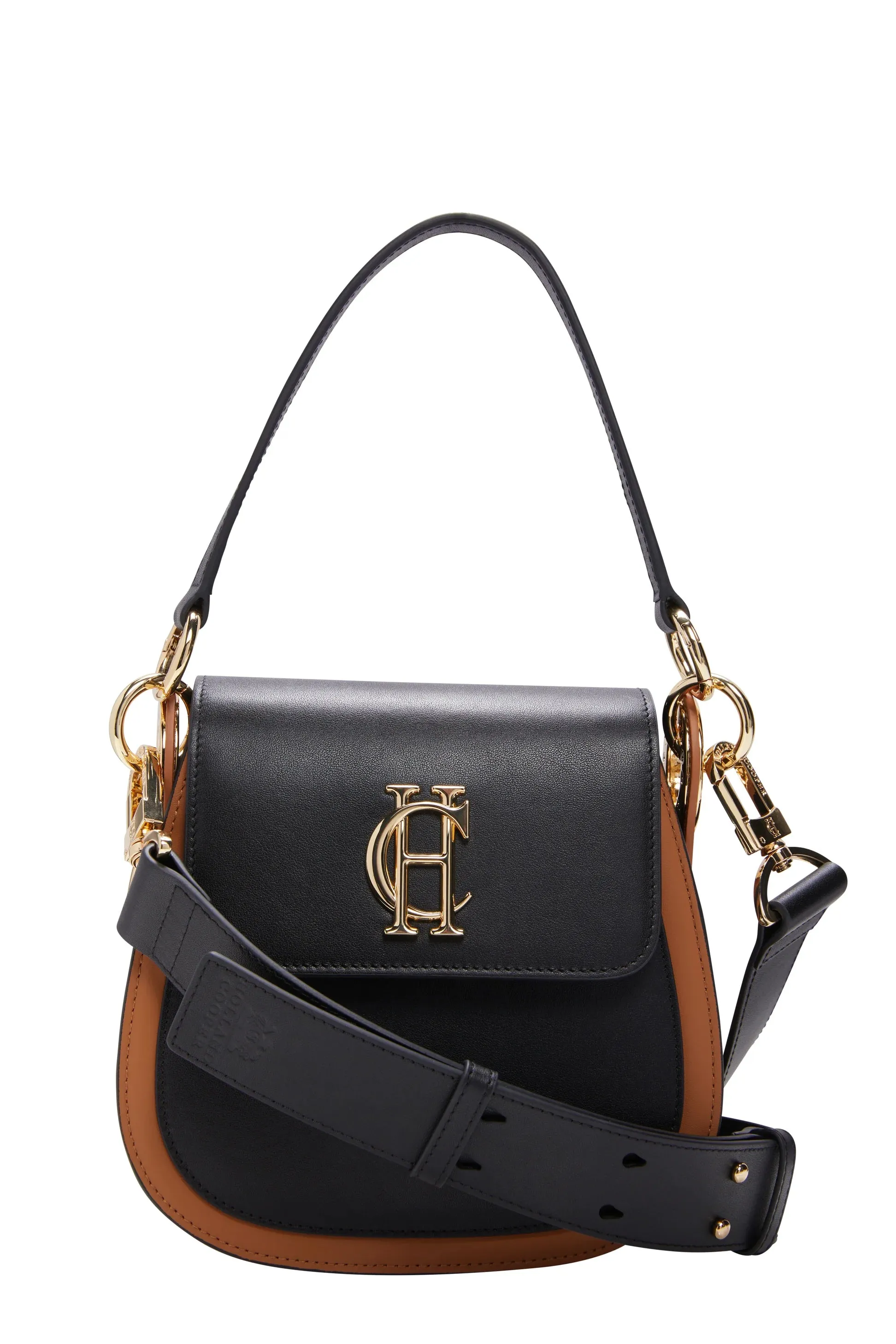 Holland Cooper Chelsea Saddle Bag in Black & Tan