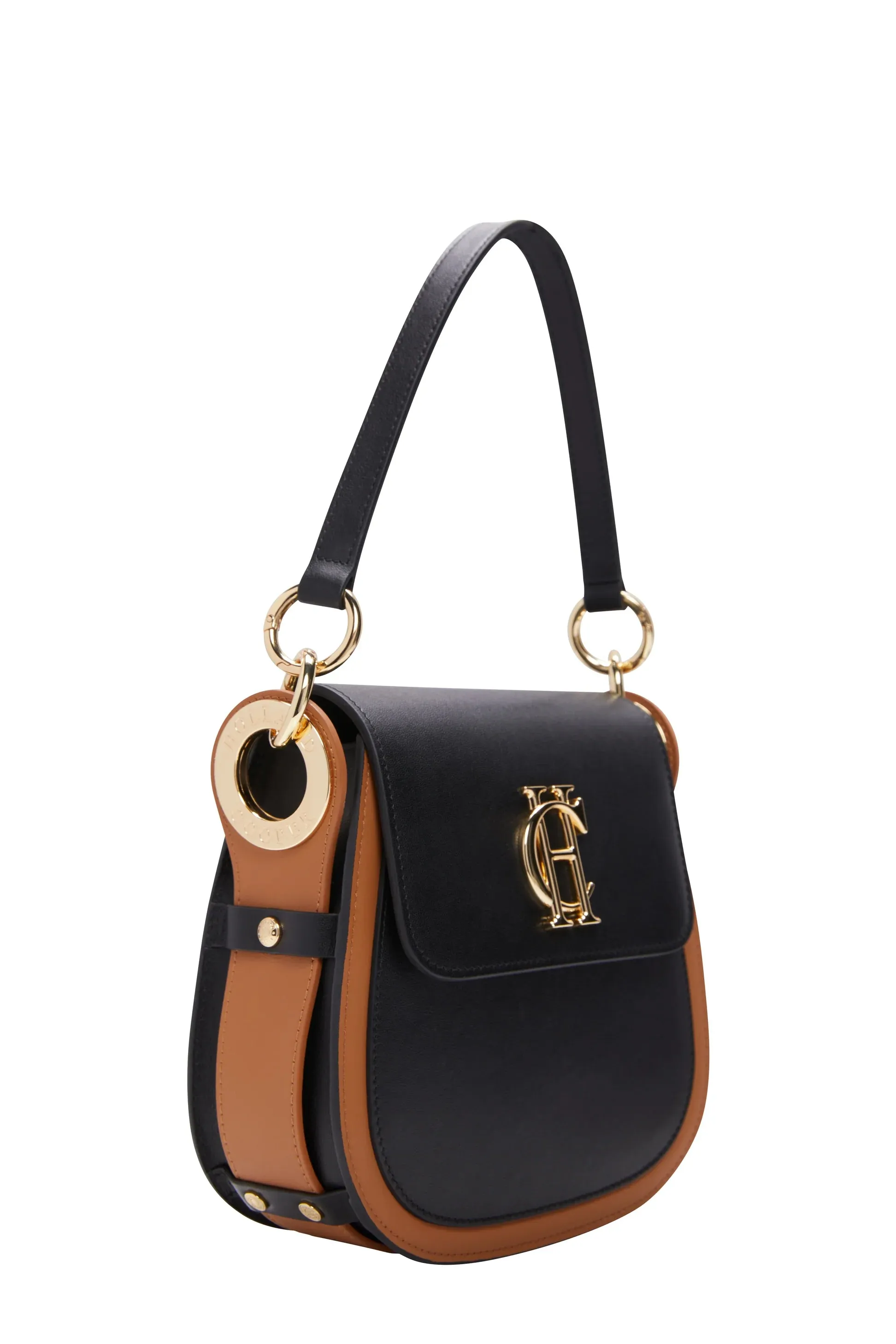 Holland Cooper Chelsea Saddle Bag in Black & Tan