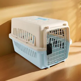 Homestic 48x31x31 CM Strong Metal Heavy Duty Cat & Dog Cage for Large Dogs | Dog Crate, Kennel & Rabbit House/Shelter | Plastic Portable Pet Travel Carrier Cage | New Blue