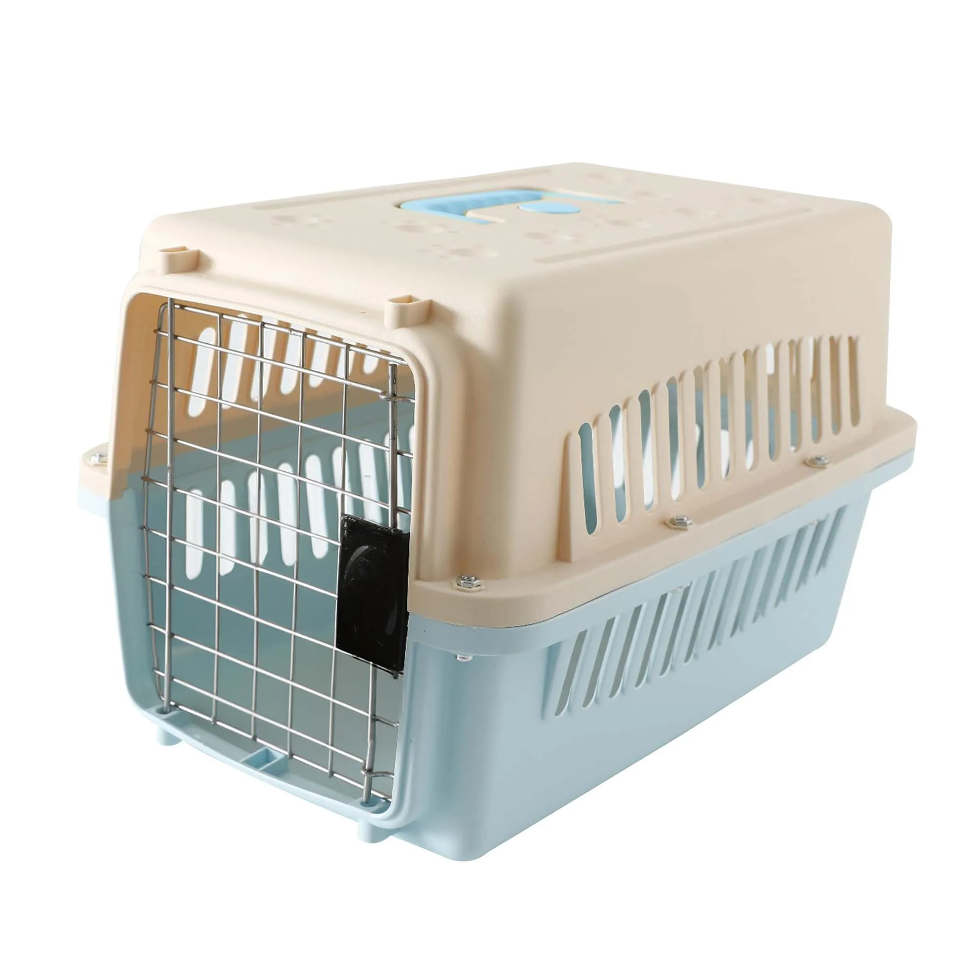 Homestic 48x31x31 CM Strong Metal Heavy Duty Cat & Dog Cage for Large Dogs | Dog Crate, Kennel & Rabbit House/Shelter | Plastic Portable Pet Travel Carrier Cage | New Blue