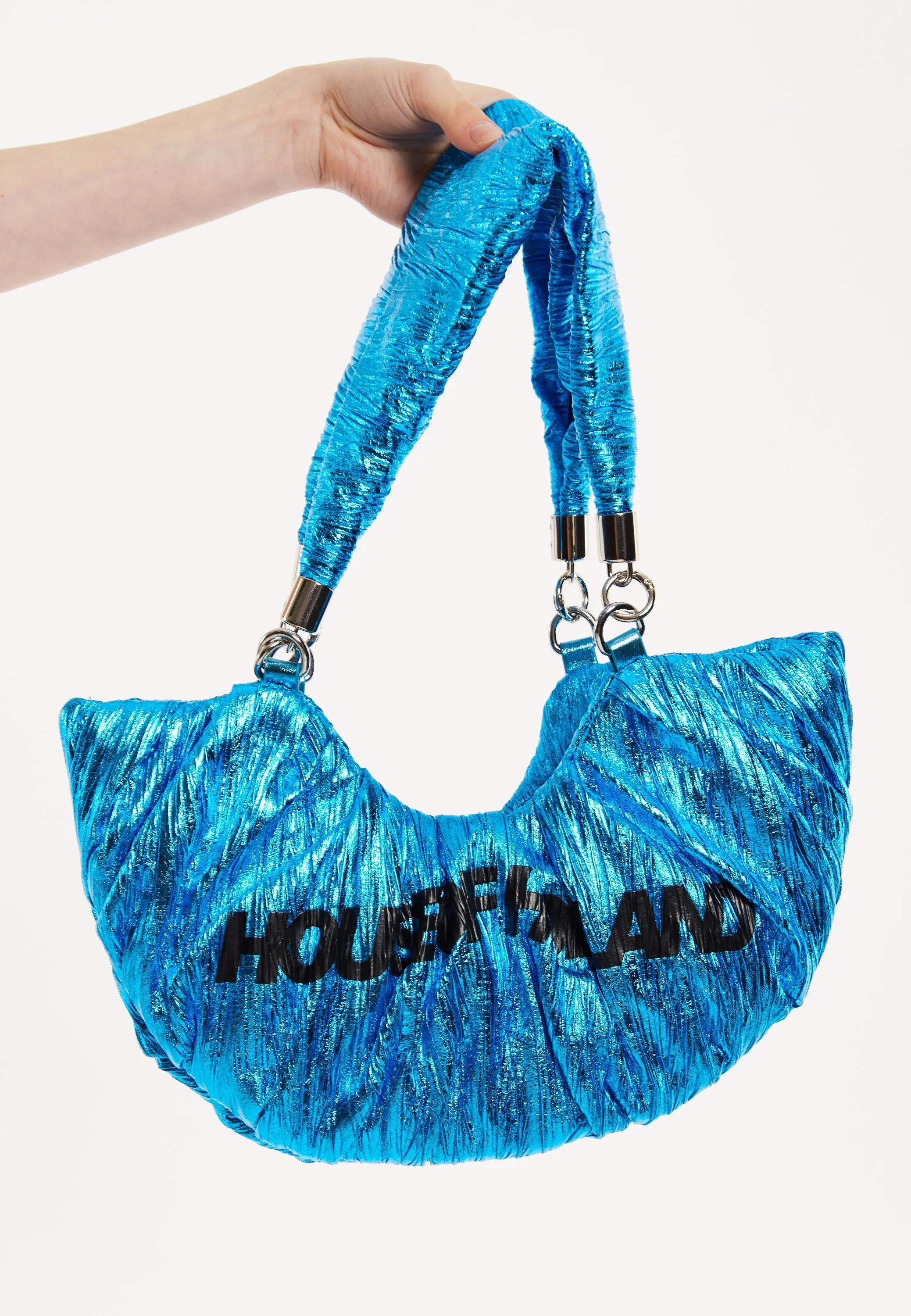 House Of Holland Crinkle Shoulder And Crossbody Bag Blue