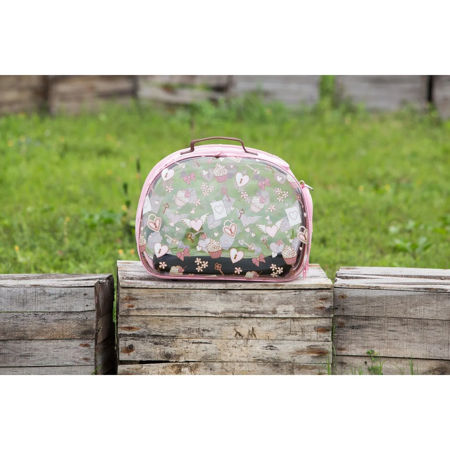 Ibiyaya Transparent Hardcase Pet Carrier Valentine Pink***