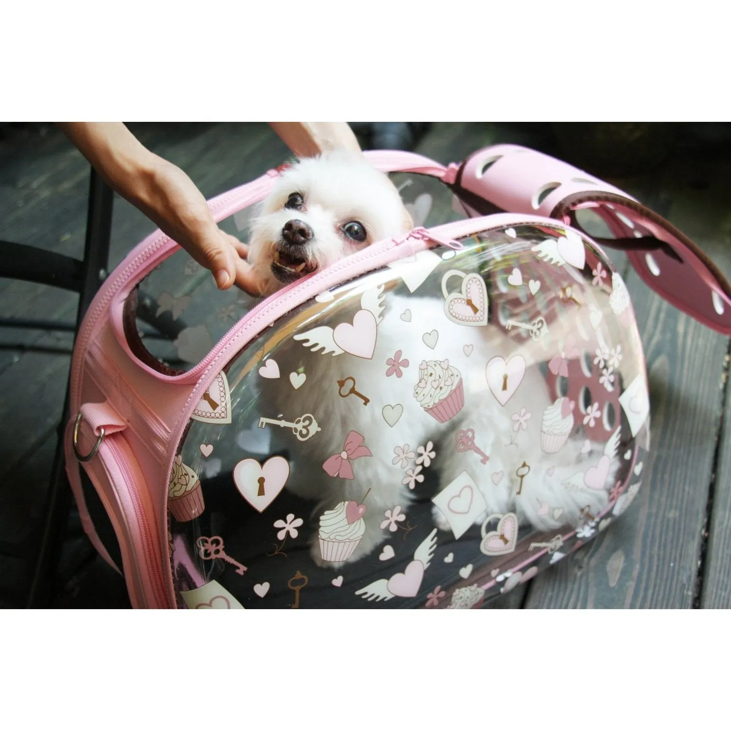 Ibiyaya Transparent Hardcase Pet Carrier Valentine Pink***