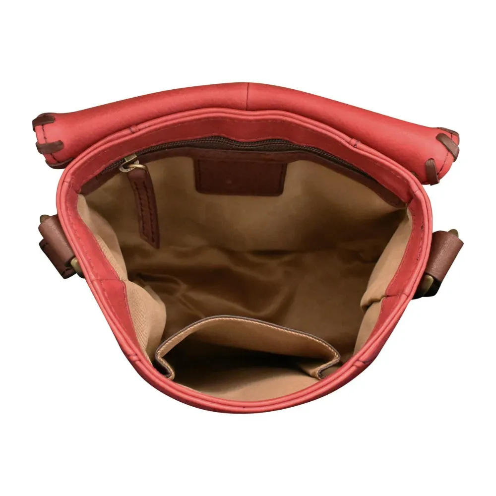 ili New York Urbano Saddle Bag Red Currant/Coffee