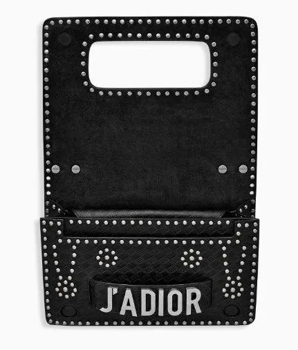 J'adior Flap Bag in Black Studded Calfskin