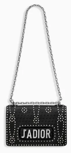 J'adior Flap Bag in Black Studded Calfskin