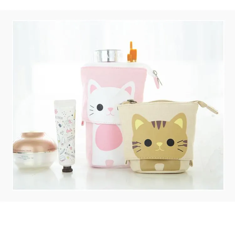 Kawaii Cat Bear Sheep Pencil Bag Pen Case Flexible Big Capacity Fabric Quality Pencil Box Kids Gift School Supplies Stationery