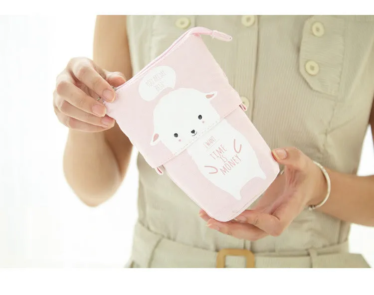 Kawaii Cat Bear Sheep Pencil Bag Pen Case Flexible Big Capacity Fabric Quality Pencil Box Kids Gift School Supplies Stationery