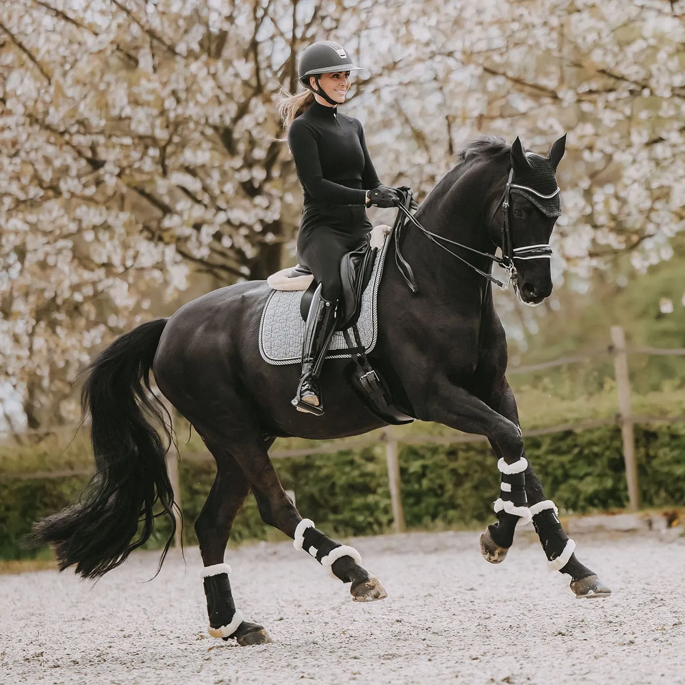 Kentucky Horsewear Pied-de-Poule Dressage Saddle Cloth - Black