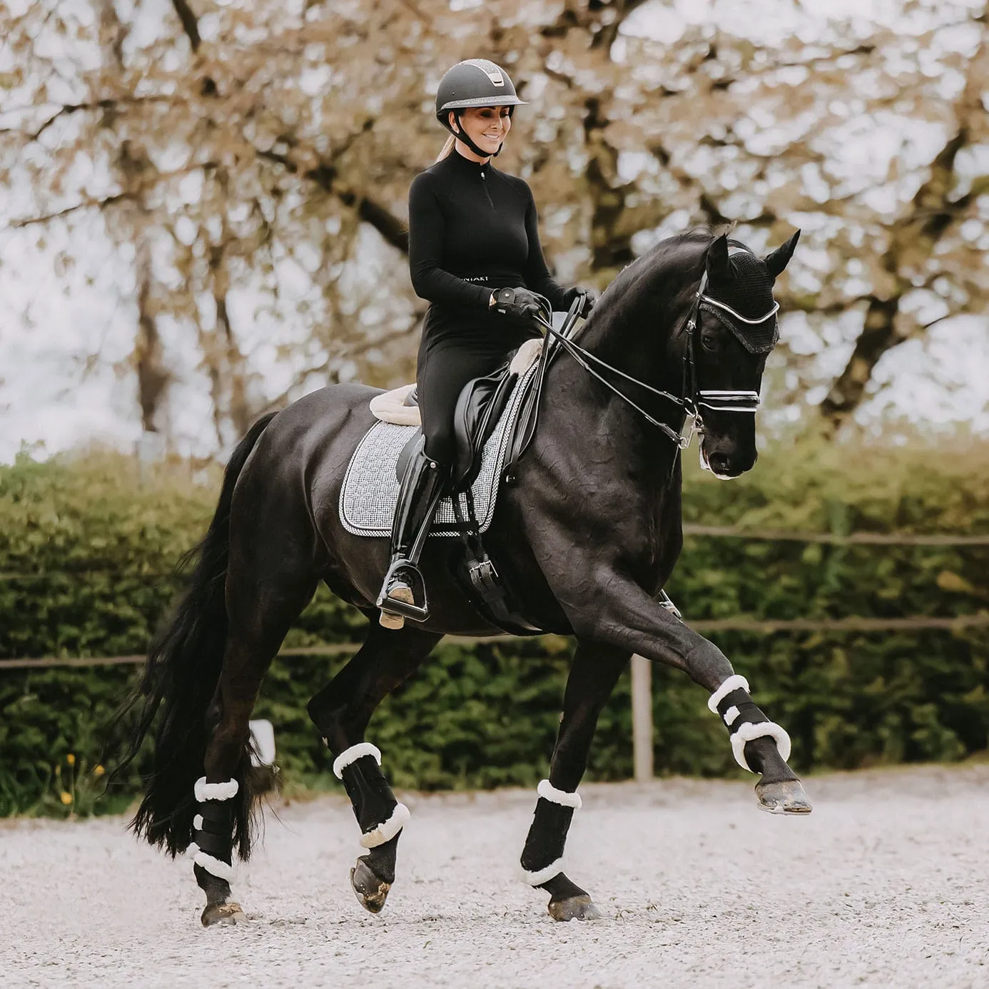 Kentucky Horsewear Pied-de-Poule Dressage Saddle Cloth - Black