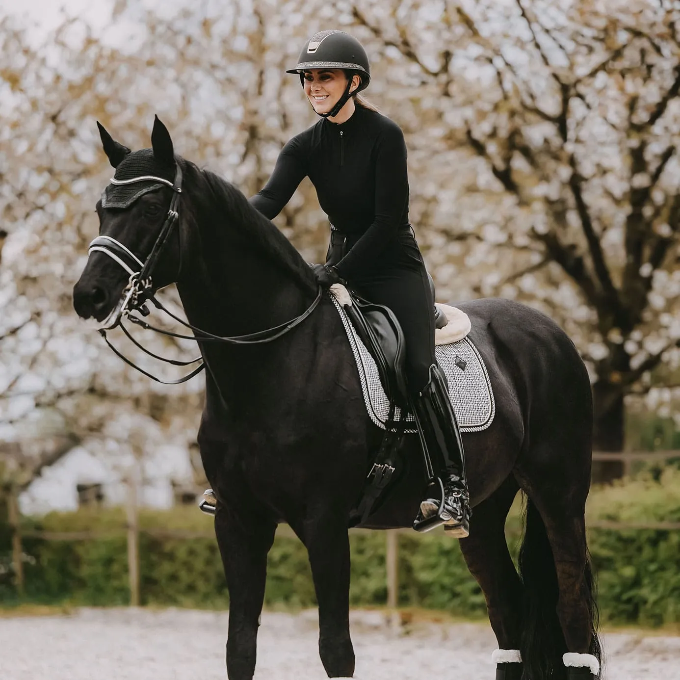 Kentucky Horsewear Pied-de-Poule Dressage Saddle Cloth - Black