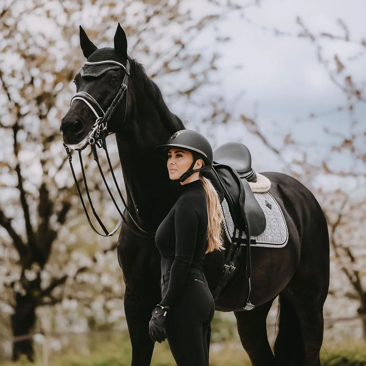 Kentucky Horsewear Pied-de-Poule Dressage Saddle Cloth - Black