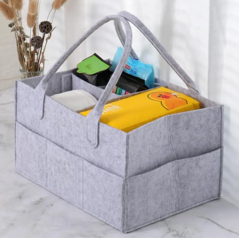 Kuber Industries Diaper Caddy Bag For Travel|Baby Bag For smart mothers|Nursery Storage Foldable Organizer (Grey) (Pack Of 4)