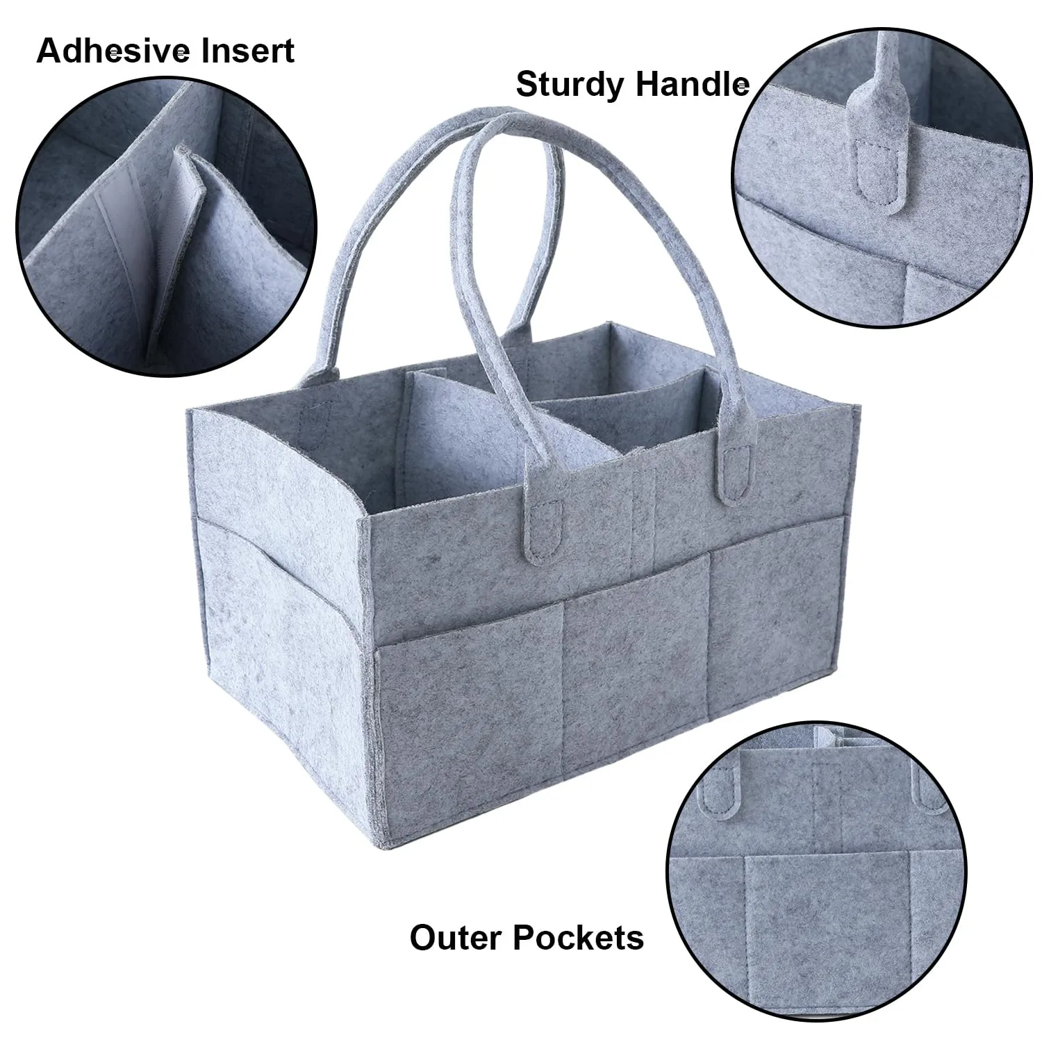 Kuber Industries Diaper Caddy Bag For Travel|Baby Bag For smart mothers|Nursery Storage Foldable Organizer (Grey) (Pack Of 4)