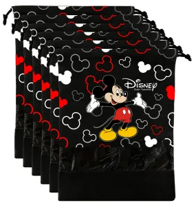 Kuber Industries Disney Mickey Print 6 Piece Non Woven Travel Shoe Cover, String Bag Organizer (Black) -HS_35_LUGGAGE17971