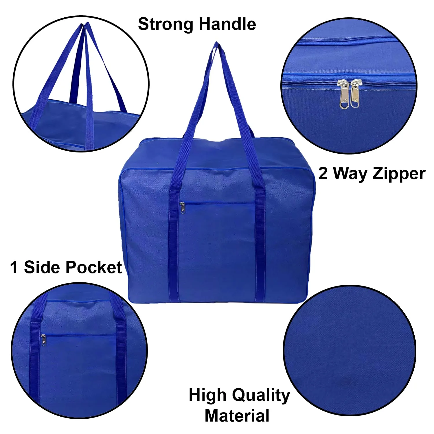 Kuber Industries Large Moisture Proof Wardrobe Organizer Storage Bag For Clothes With Zipper Closure and Handle (Blue)-HS43KUBMART26673