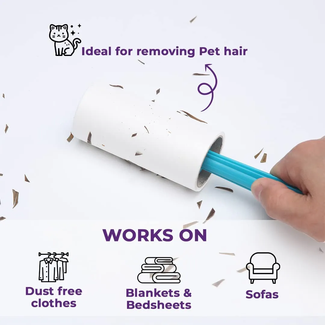 Kuber Industries Lint Remover | Super Sticky Lint Roller | Easy | Lint Roller for Clothes | Lint roller for Pet Hair | 60 sheets (2 Roller   4 replacement Rolls)