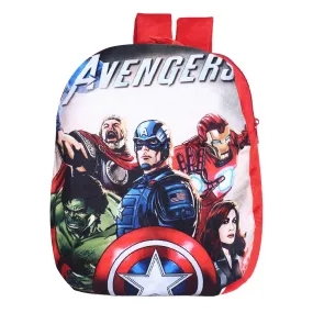 Kuber Industries Marvel Avengers Backpack | 2 Compartment Velvet School Bag | School Bag for Kids | Kids School Backpack | Backpack for School | Red