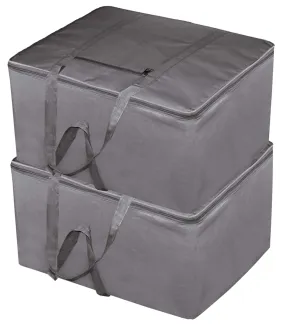 Kuber Industries Moisture Proof Wardrobe Organizer Storage Bag For Clothes With Zipper Closure and Handle- Pack of 2 (Grey)-HS43KUBMART26635, L