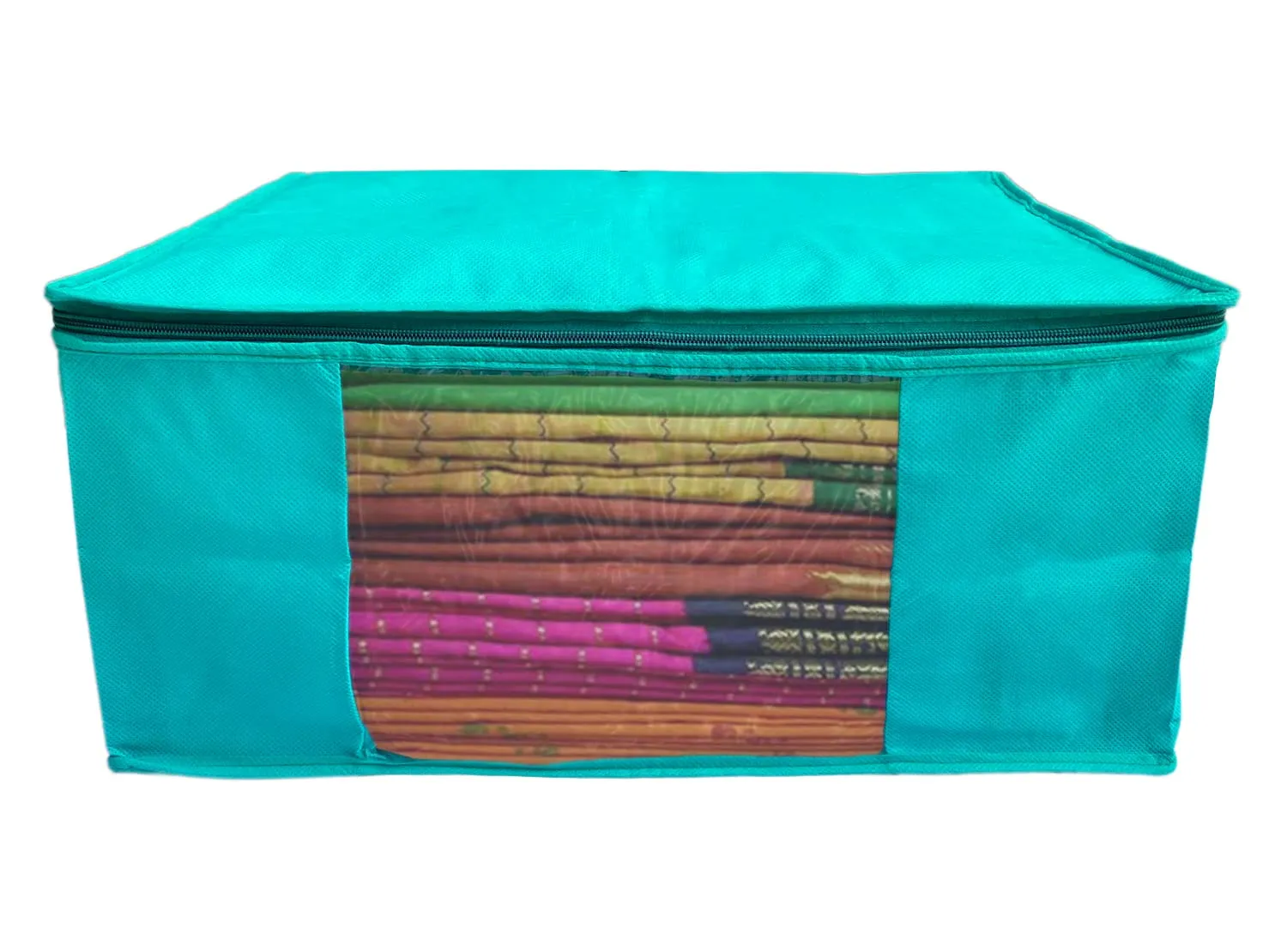 Kuber Industries Multiuses Non-Woven Saree Covers/Clothes Storage Bag/Wardrobe Organizer- Pack of 2 (Blue)