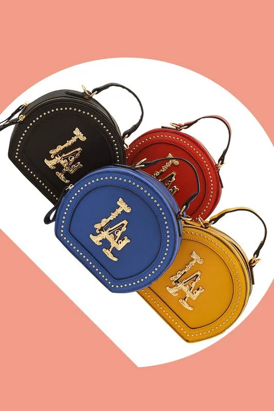 LA Studded Round Shoulder Crossbody Bag/Royal Blue