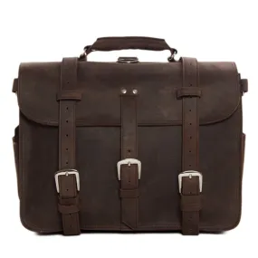 Large Capacity Travel Duffle Genuine Leather 17 Inch Laptop Briefcase Adventure Shoulder Bag