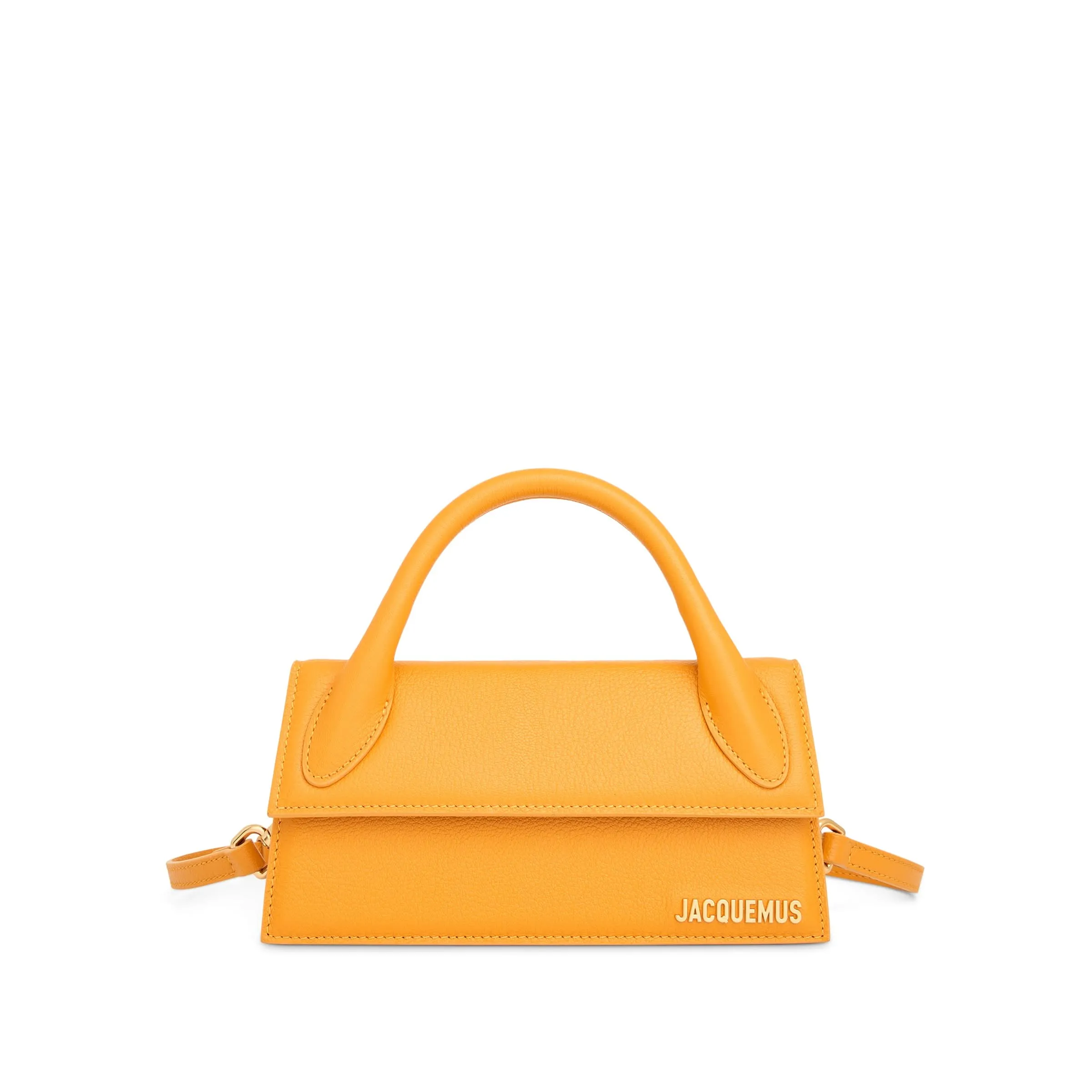 Le Chiquito Long Leather Bag in Dark Orange