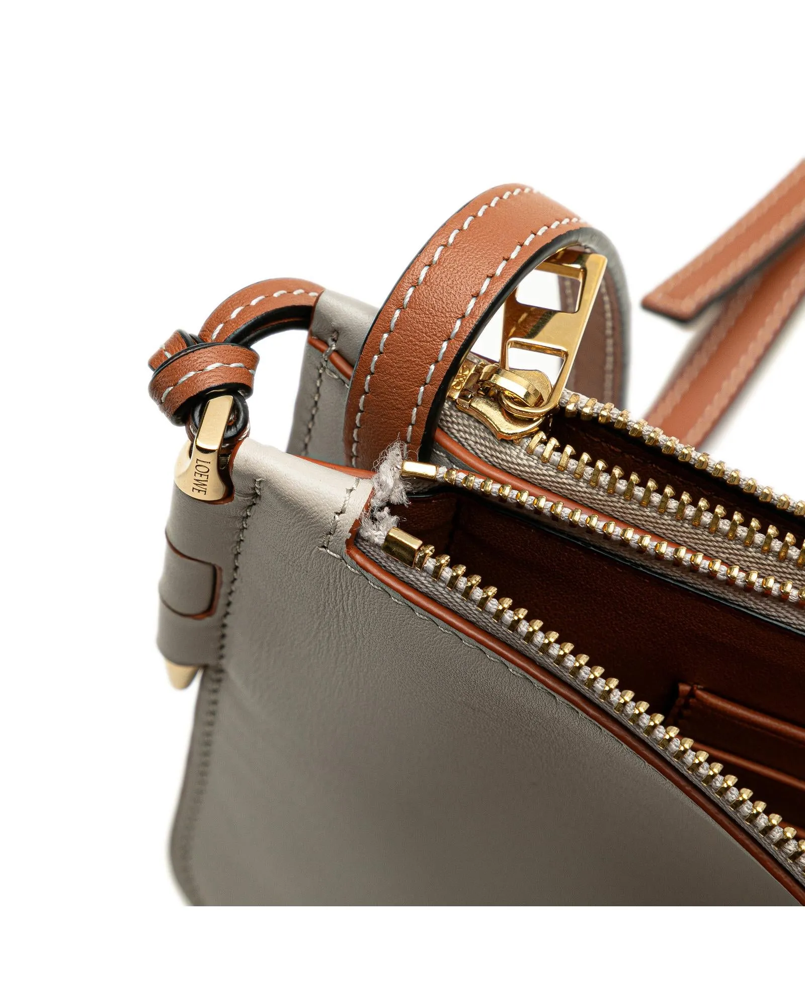 Leather Crossbody Bag with Double Zip and Adjustable Strap