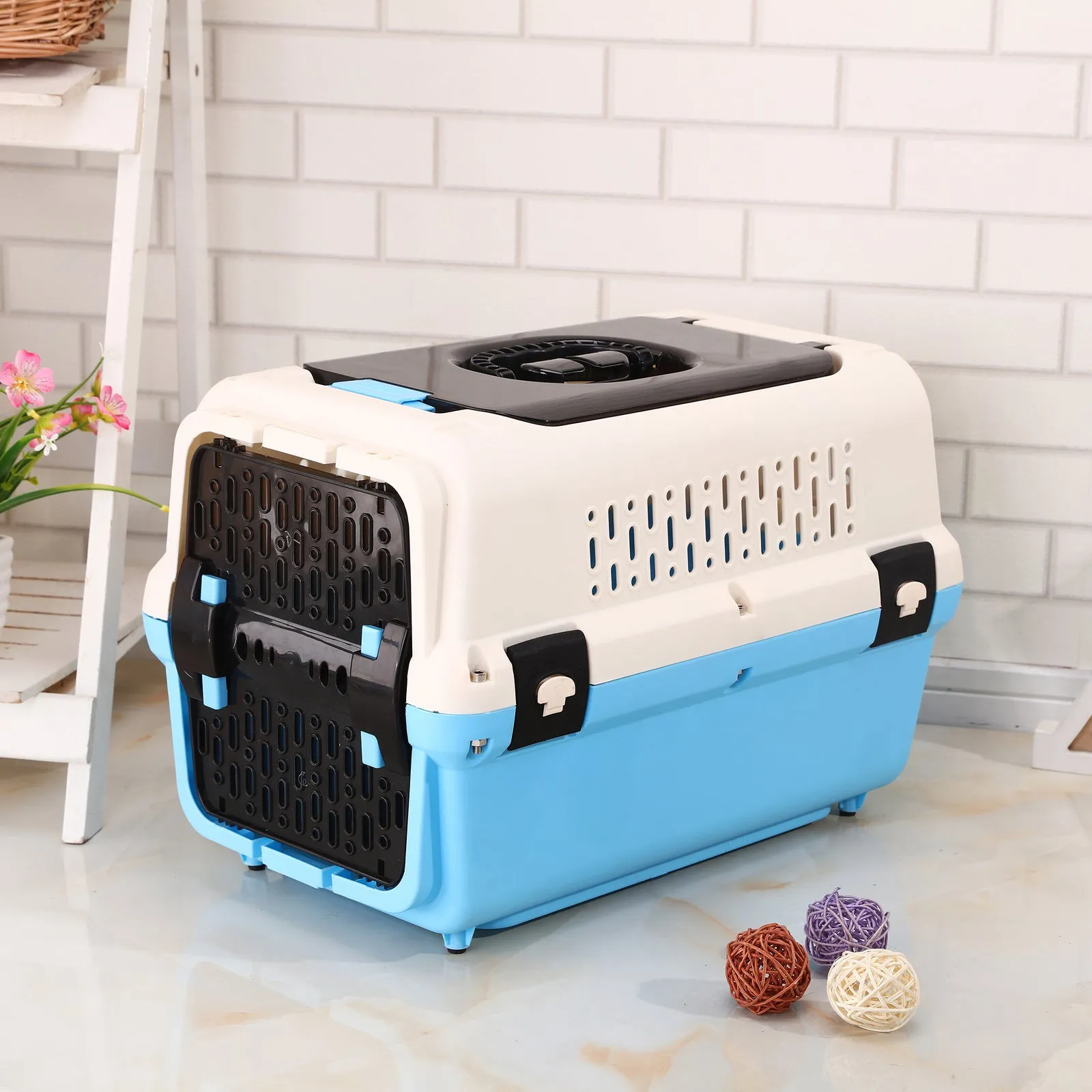 Lightweight Durable Pet Carrier Cage with Tray & Window