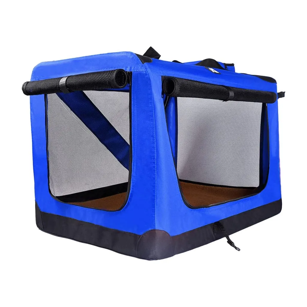 Lightweight XL Portable Pet Carrier, Steel Frame, Blue - FLOOFI