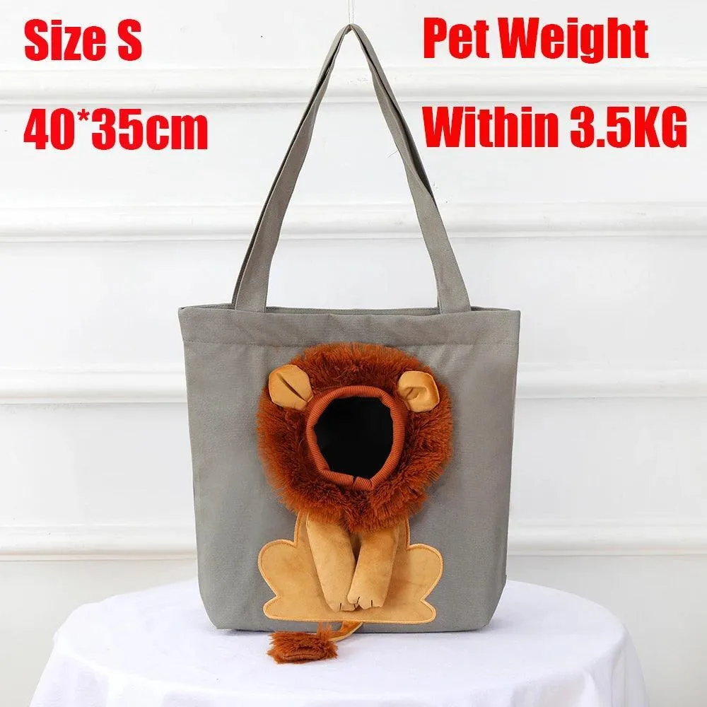 Lion Soft Pet Carrier Handbag: Stylish Travel Bag with Safety Zippers - Lightweight and Versatile