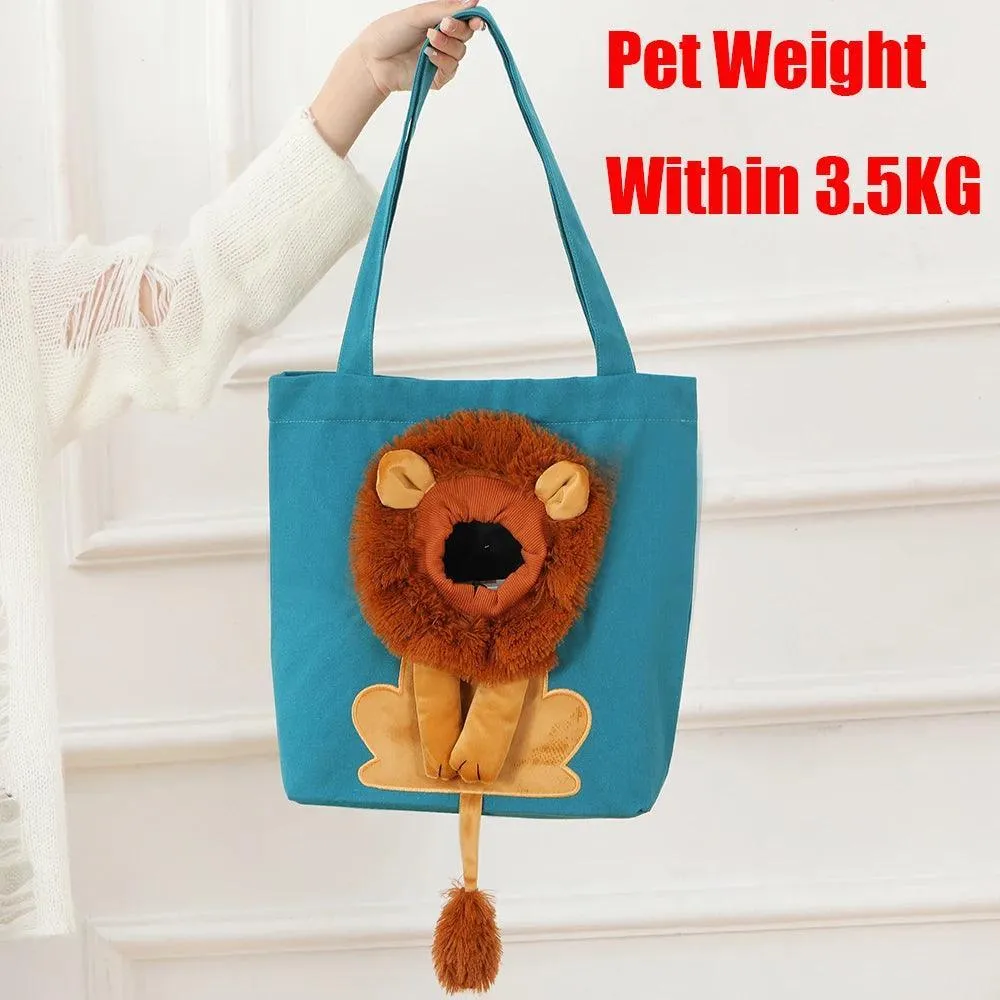 Lion Soft Pet Carrier Handbag: Stylish Travel Bag with Safety Zippers - Lightweight and Versatile