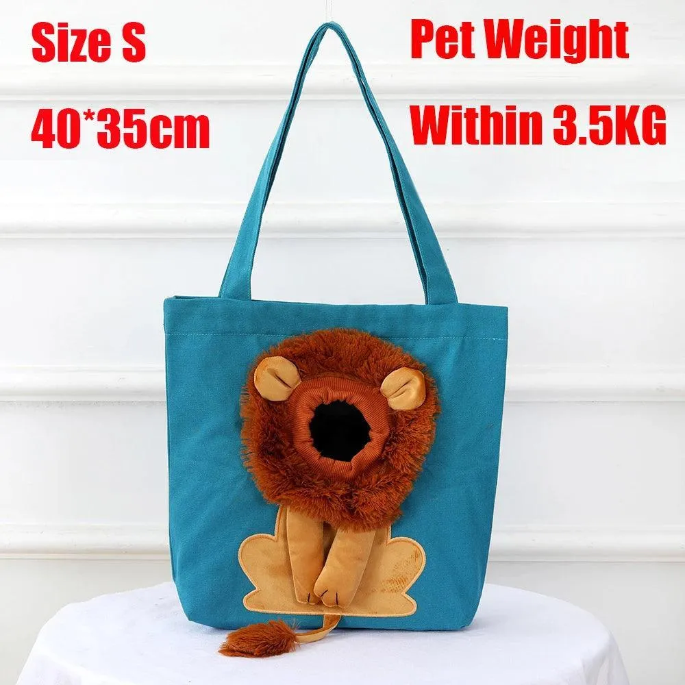 Lion Soft Pet Carrier Handbag: Stylish Travel Bag with Safety Zippers - Lightweight and Versatile