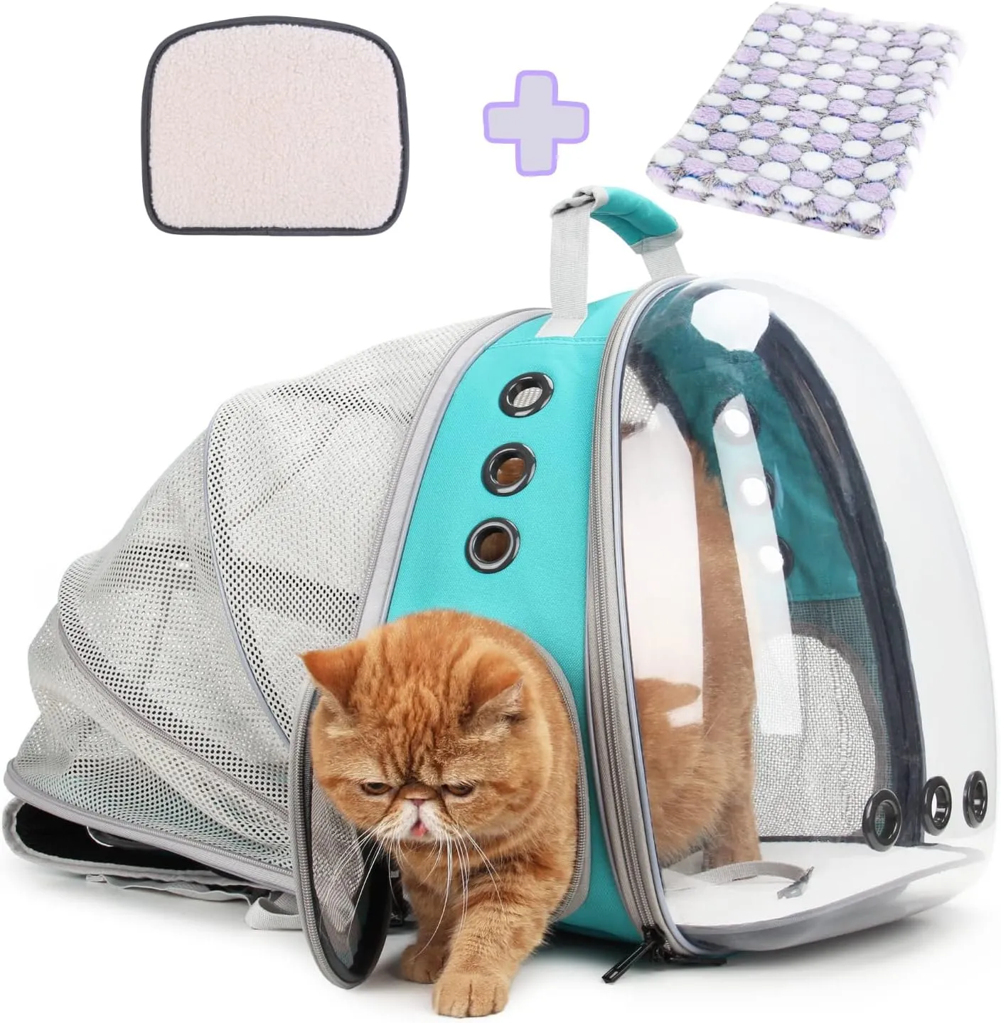 Lollimeow Bubble Pet Carrier Backpack, Airline-Approved for Cats and Puppies, Designed for Travel, Hiking, and Outdoor Adventures (Pink-Front Expandable)