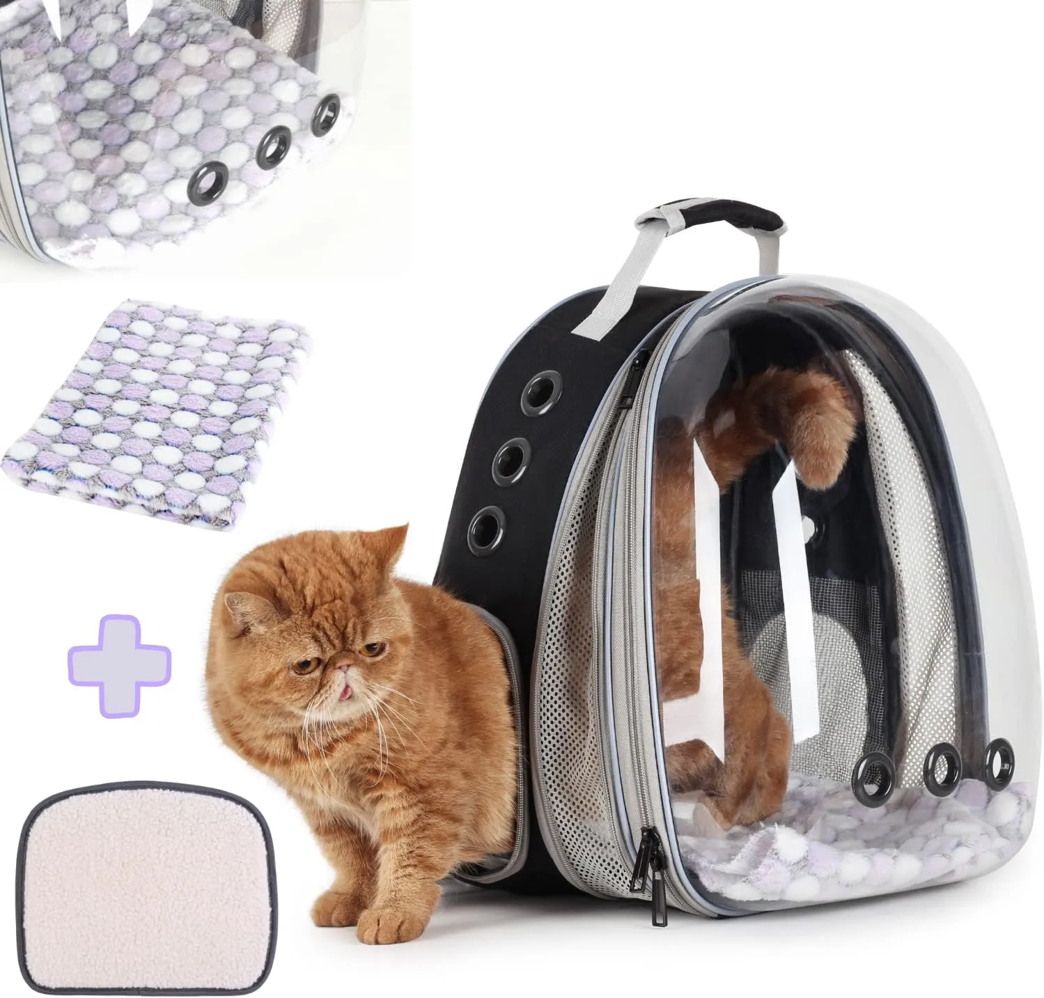 Lollimeow Bubble Pet Carrier Backpack, Airline-Approved for Cats and Puppies, Designed for Travel, Hiking, and Outdoor Adventures (Pink-Front Expandable)